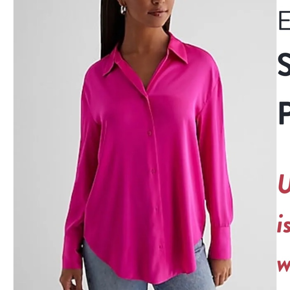 Express Fuchsia Button-Down Shirt